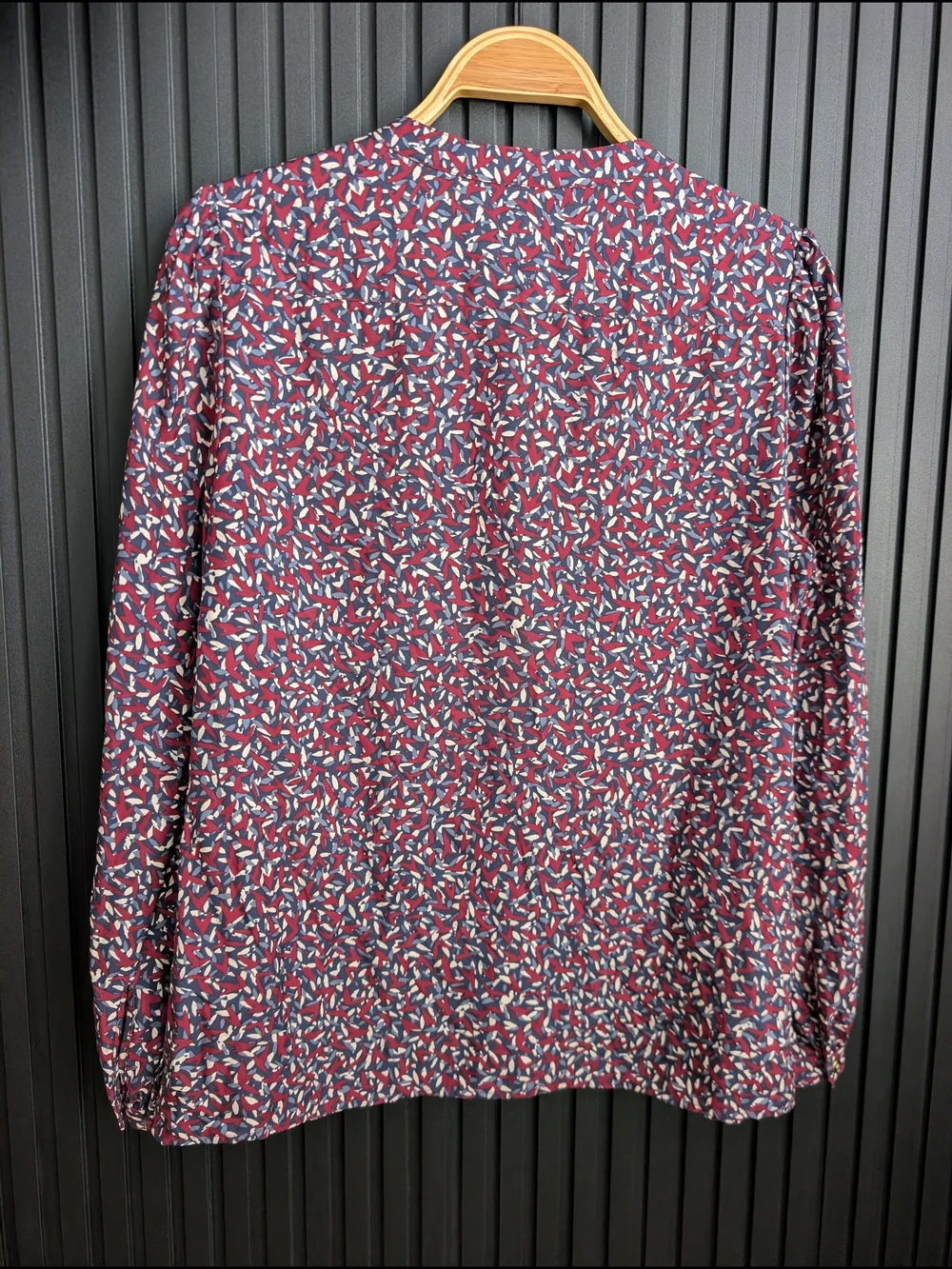 Tory Burch Burgundy Agate Confetti Printed Button Front Silk Blouse | Size M